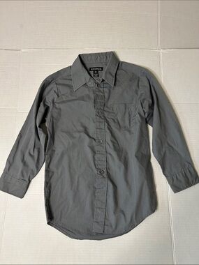 George Boys Size 6-7 Slim fit 
 Long-Sleeve Button-Up Shirt - Gray